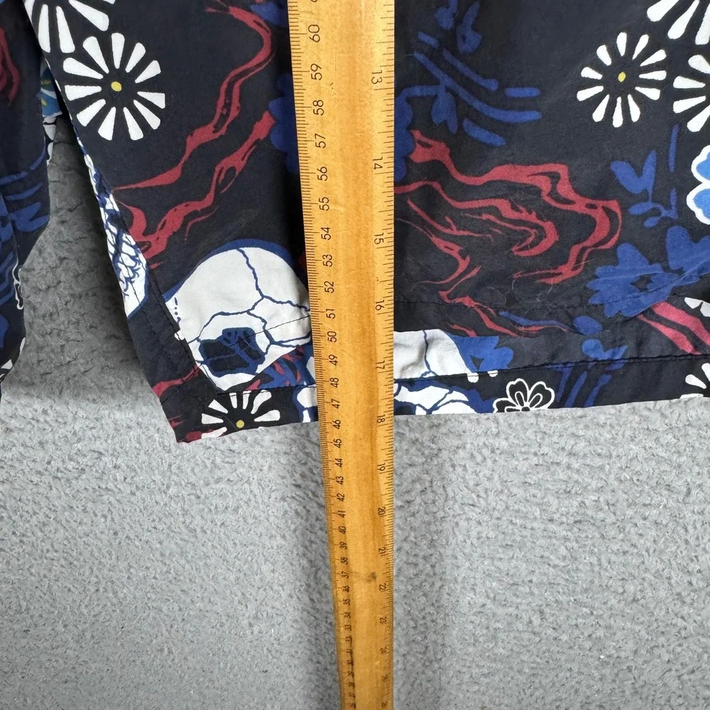 John Varvatos USA Mens Skull Floral Swim Trunks Black Blue Size 31 Board Shorts